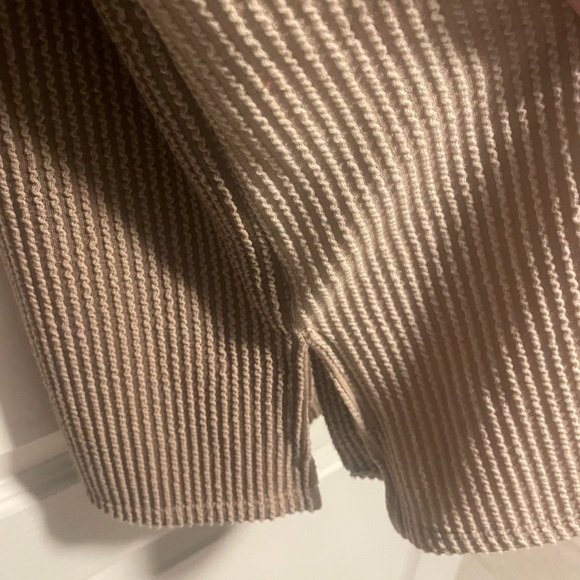 Relaxed Fit Button Down Ribbed Shacket, Two Toned, Taupe/Tan, oversized, small - Picture 5 of 7